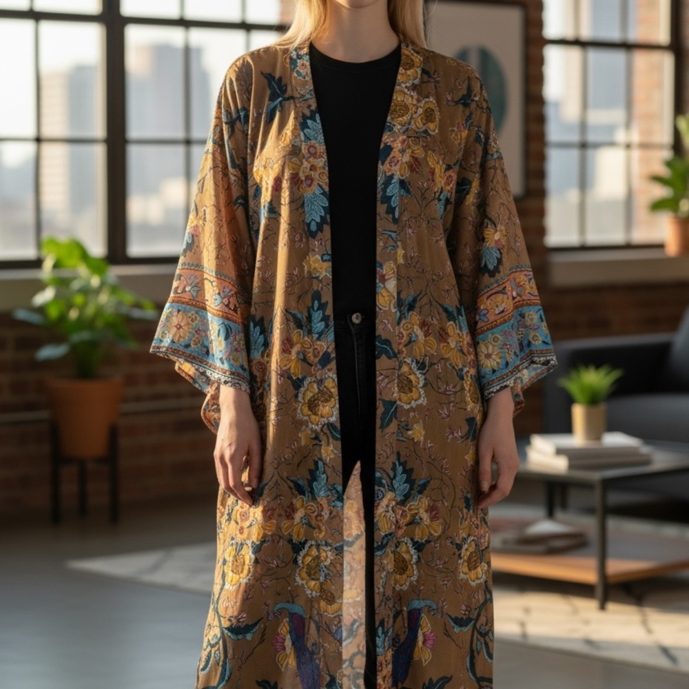 Floral Kimono Robe - Multicolor